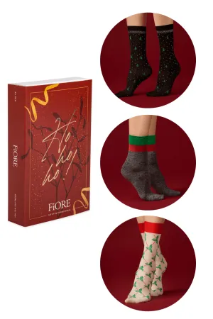 Ho Ho Ho Gift Boxed Socks (Pack of 3 Pairs)