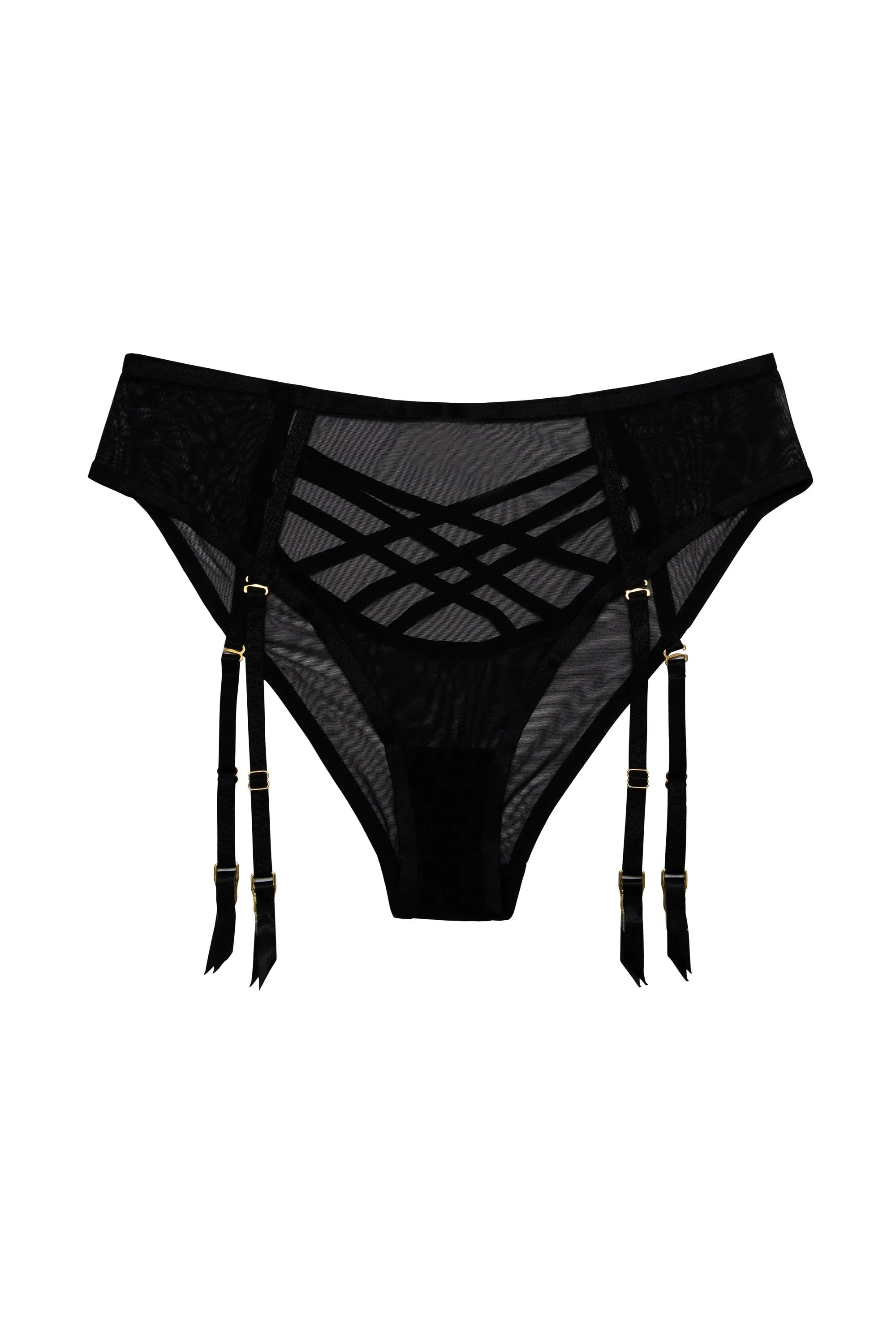 Hustler Arielle Mesh High Waist Black Brief