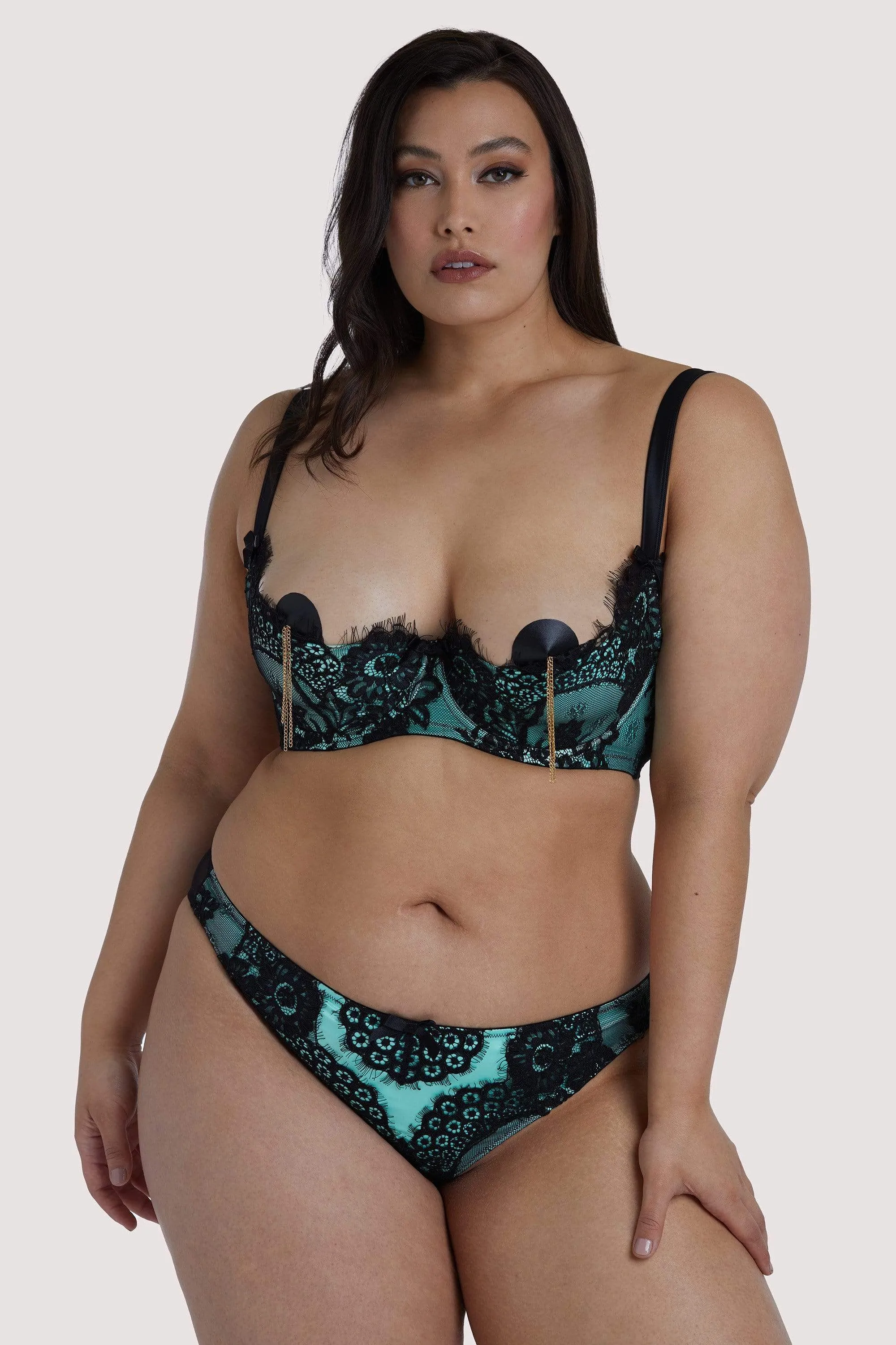 Jaquelina Mint Contrast Quarter Cup Bra