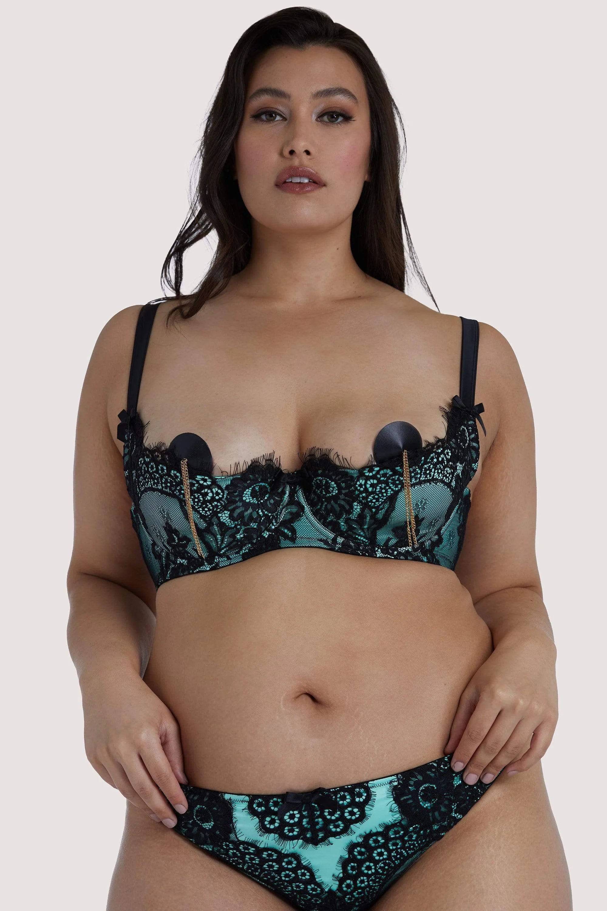 Jaquelina Mint Contrast Quarter Cup Bra
