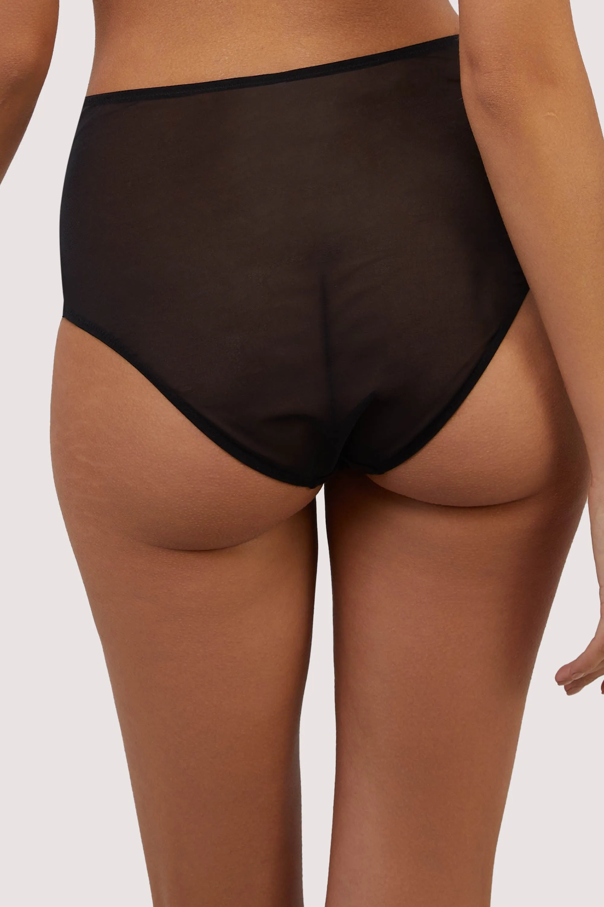 Jessie Pink and Black Whip Embroidery High Waist Brief