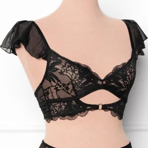 Lace & Mesh Keyhole Bralette - Black