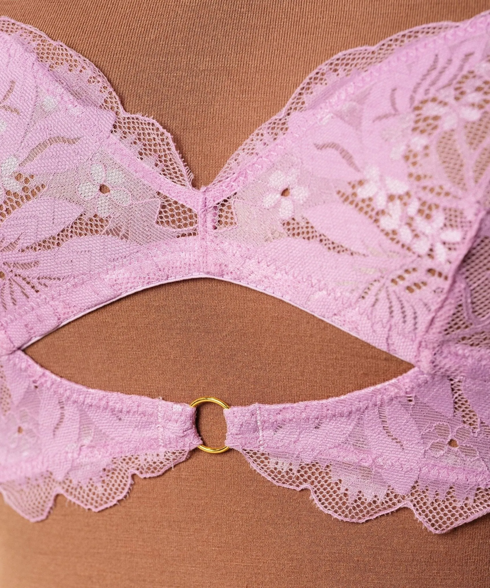 Lace & Mesh Keyhole Bralette - Lilac