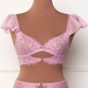 Lace & Mesh Keyhole Bralette - Lilac