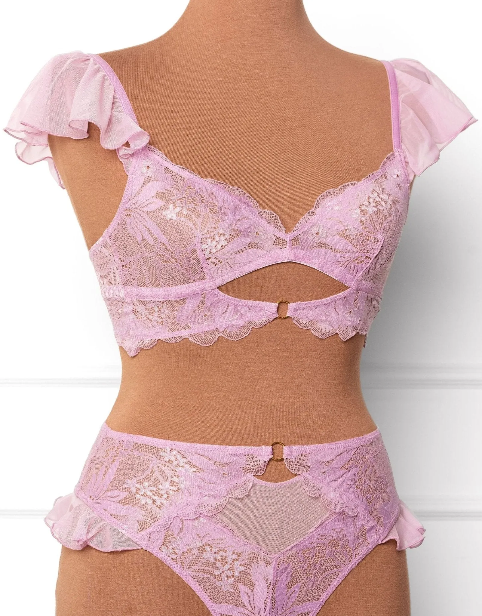 Lace & Mesh Keyhole Bralette - Lilac