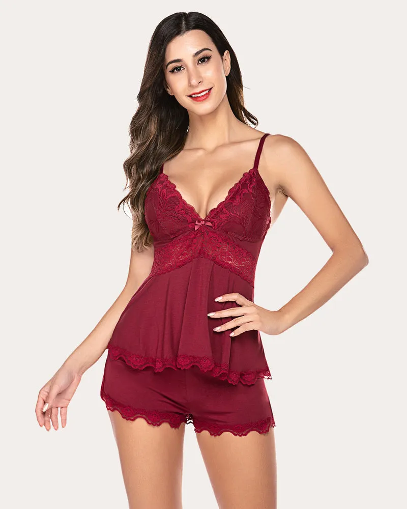 Lace Floral Pajamas Lounge Sets (DE Only)