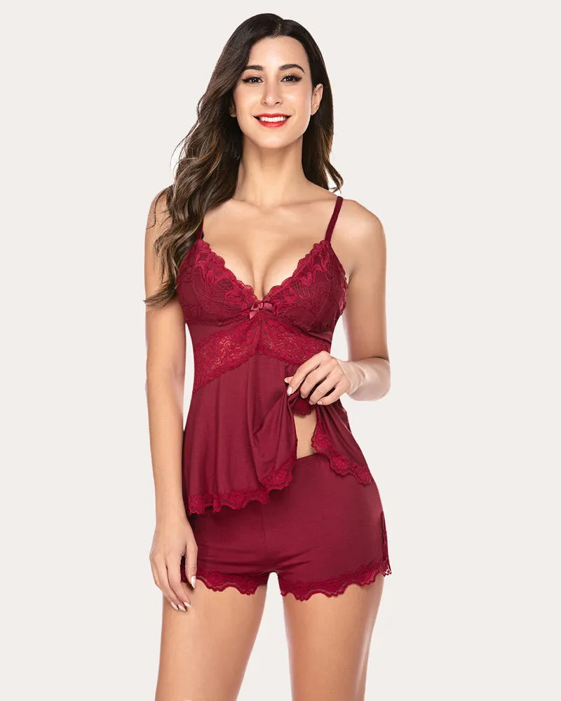 Lace Floral Pajamas Lounge Sets (DE Only)