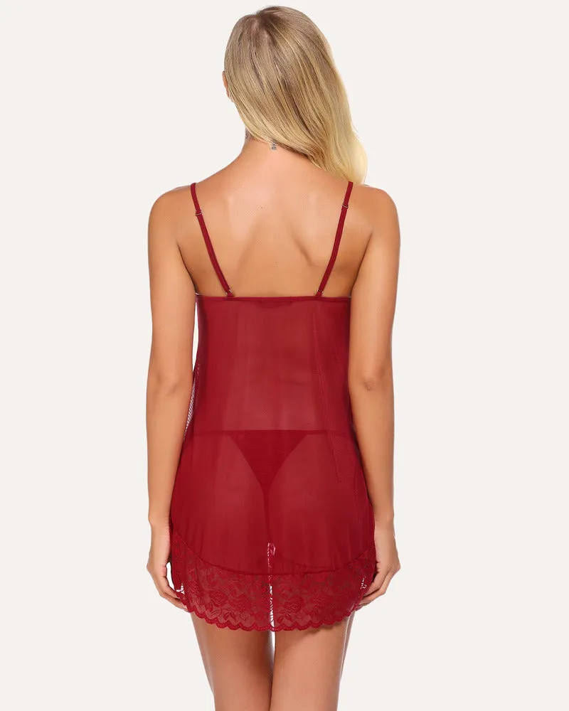 Lace Mini Chemise Mesh Nightie