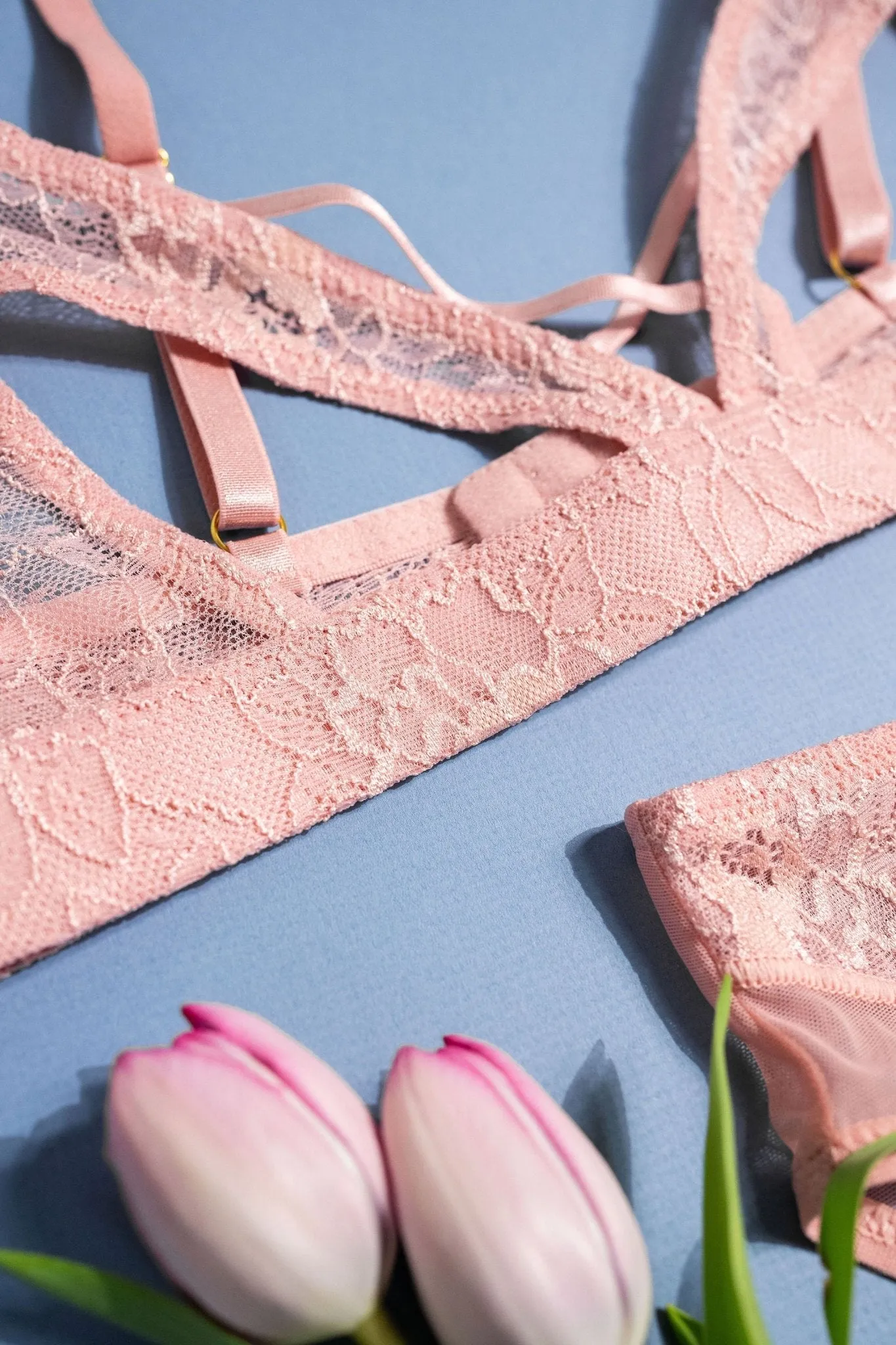 Lacy Caged Cupless Bralette - Blush
