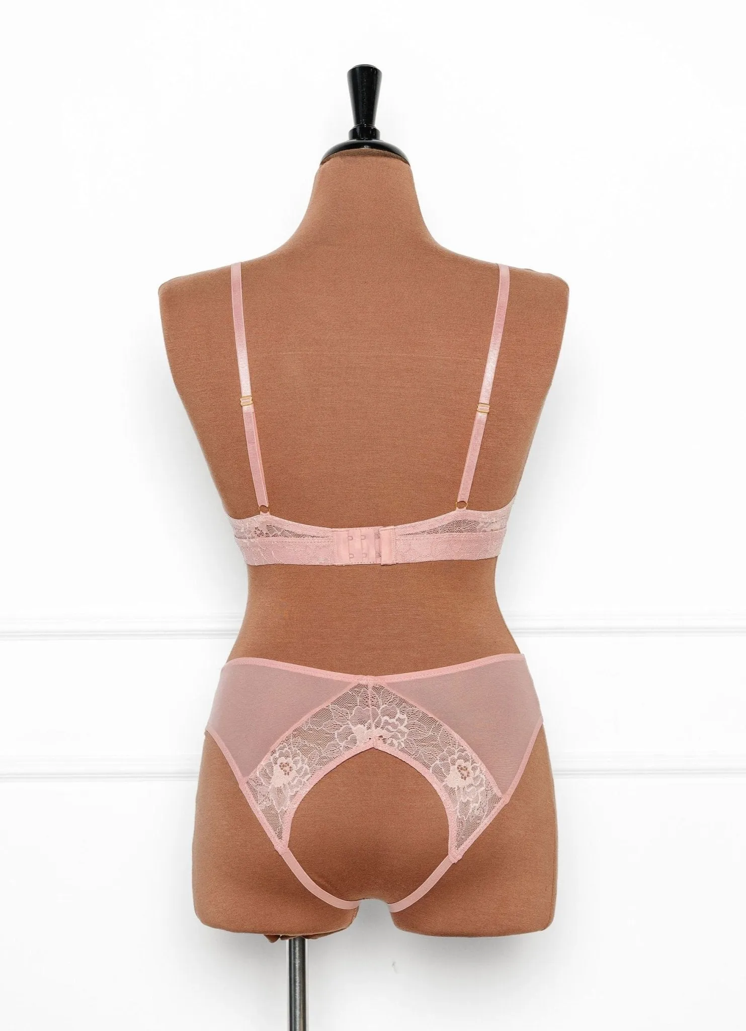 Lacy Caged Cupless Bralette - Blush