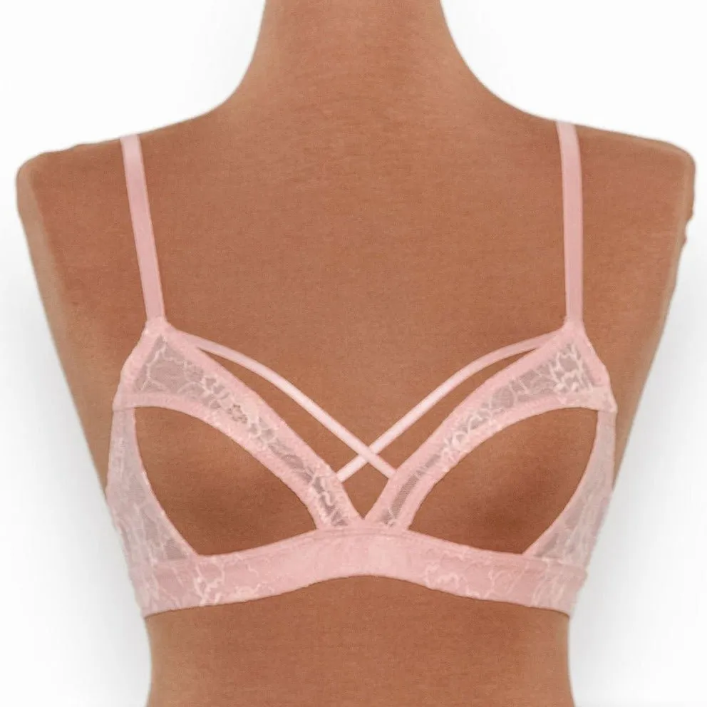Lacy Caged Cupless Bralette - Blush