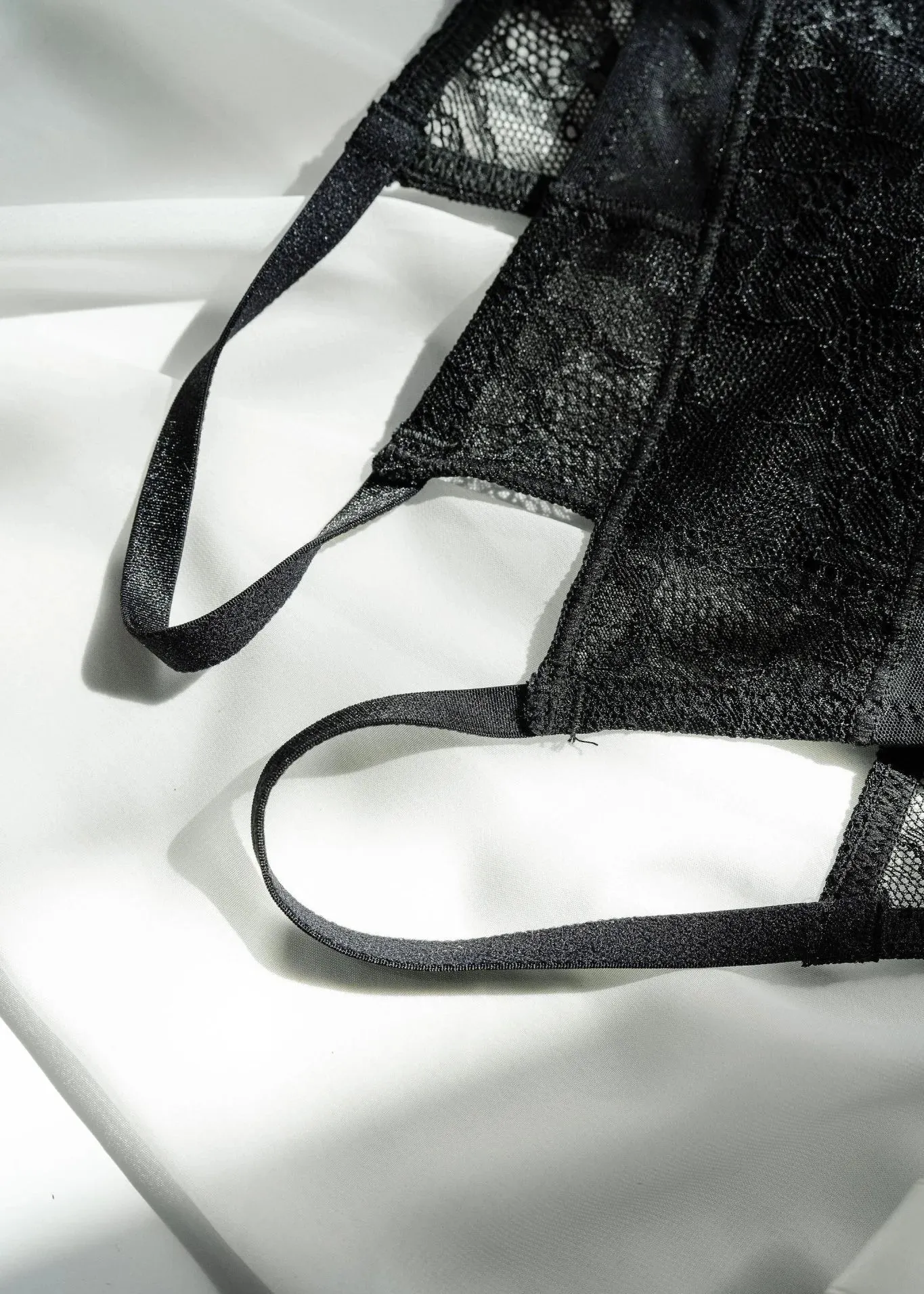 Lacy Crotchless Panty - Black