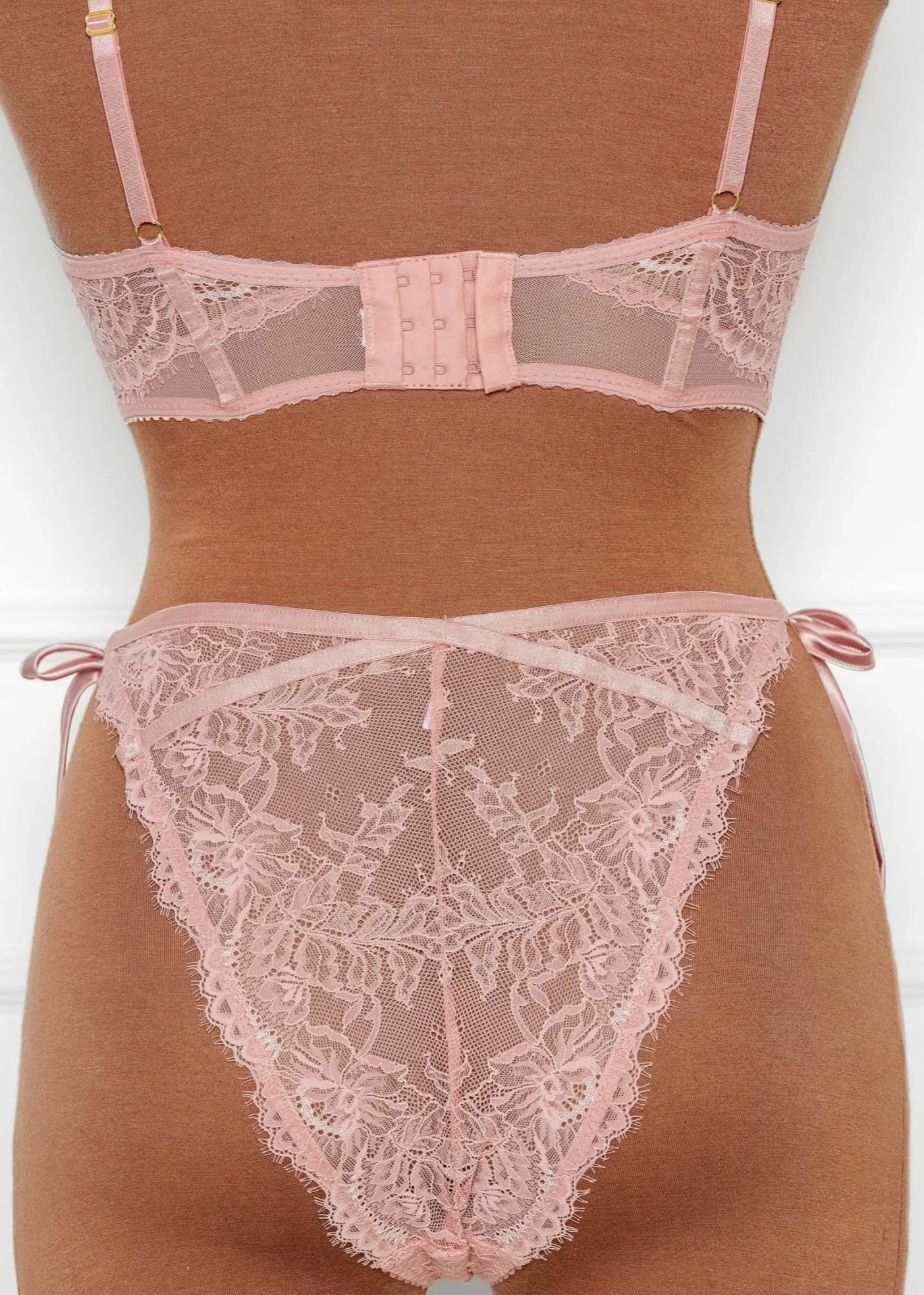 Lacy Side Tie Panty - Blush