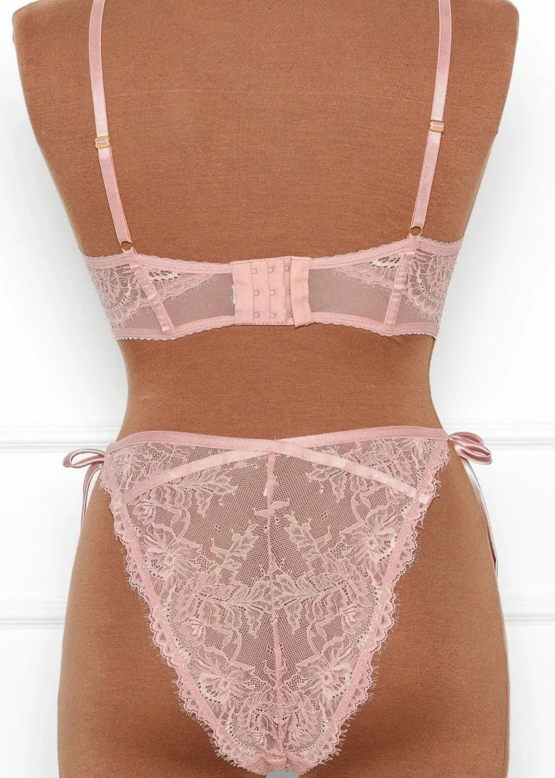 Lacy Side Tie Panty - Blush