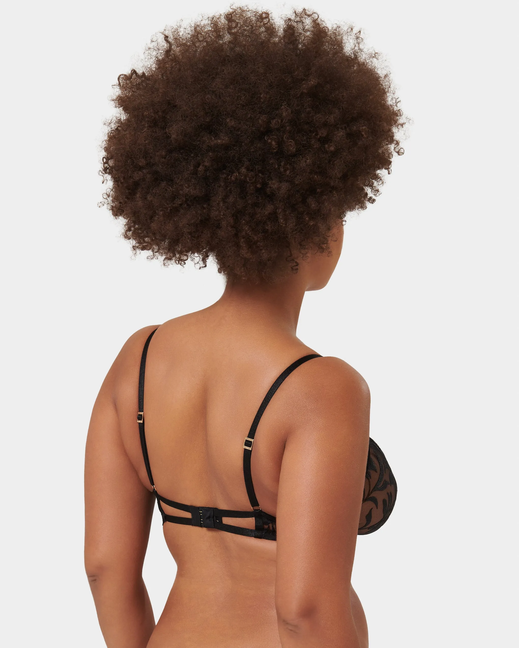 Leonora Floral Embroidered Bra Black
