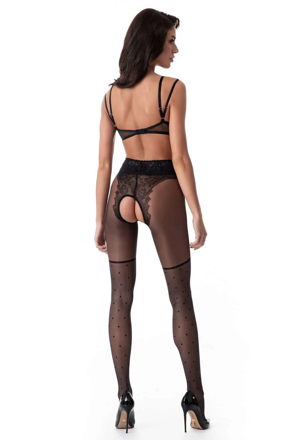 Lolita Crotchless Tights Black 30 Denier