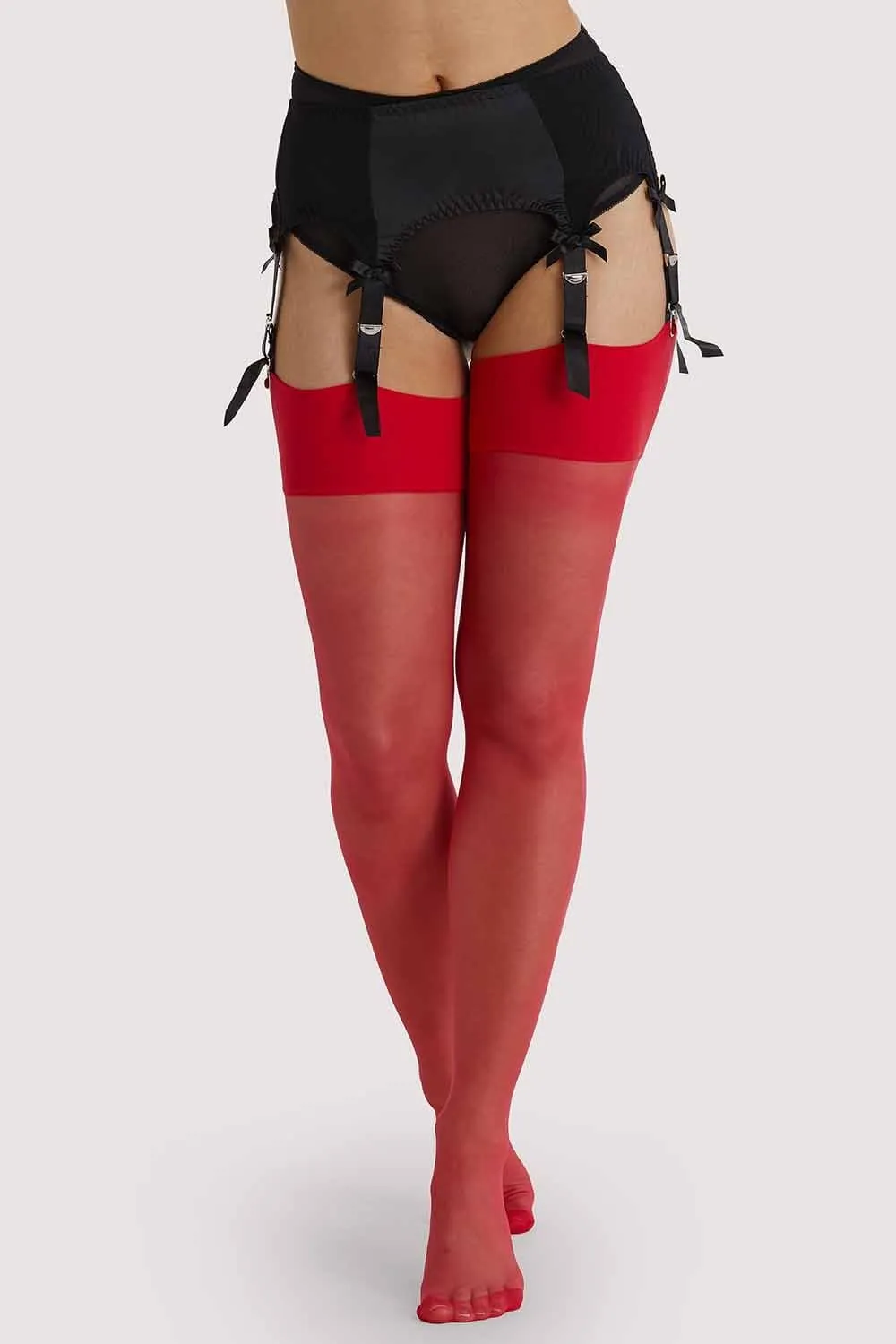 Lollipop Red Seamed Stockings Regular