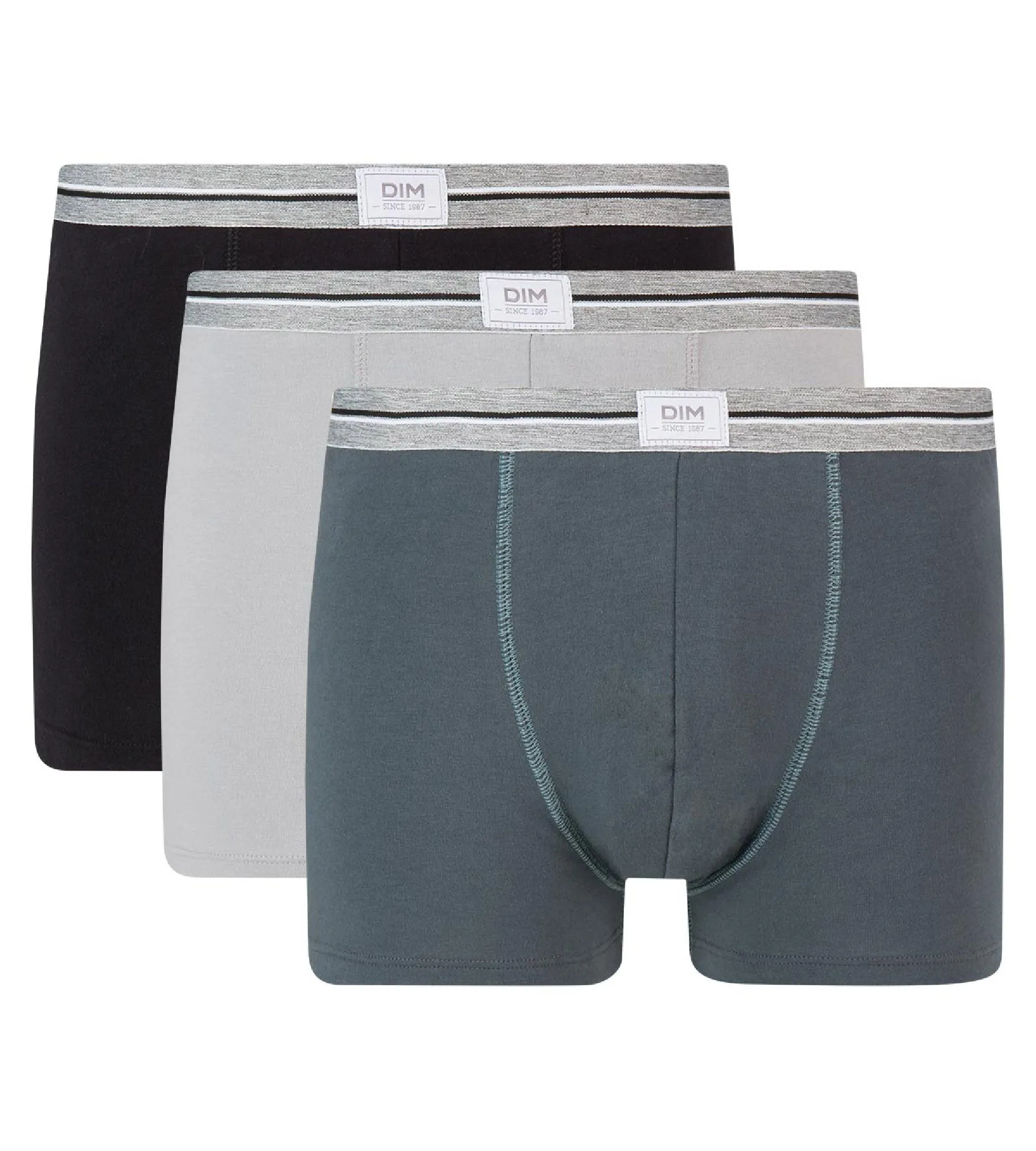 Lot de 3 boxers gris acier noir coton stretch résistant Ultra Resist