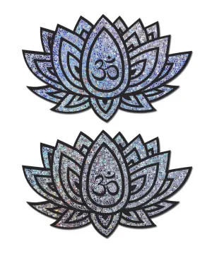 Lotus: Glitter Silver Ohm Lotus Nipple Pasties