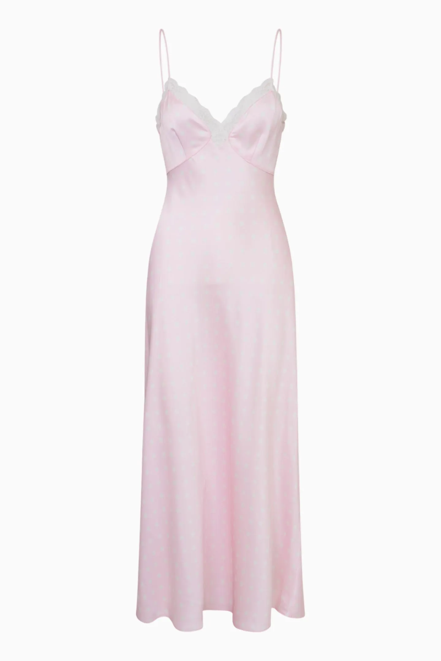 Manuela Satin Polkadot Slip Dress - SHELL PINK