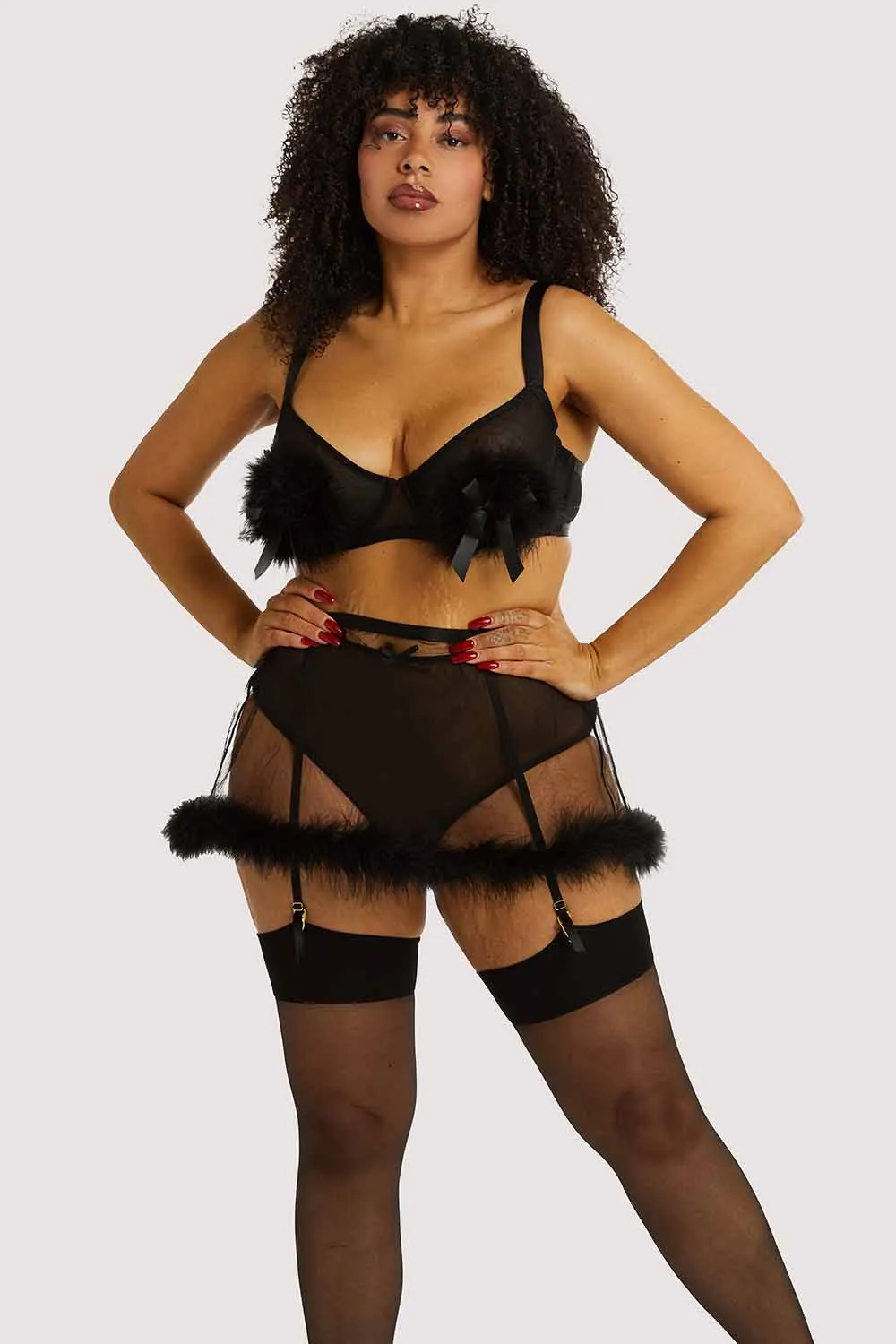 Marina Black Feather Bra