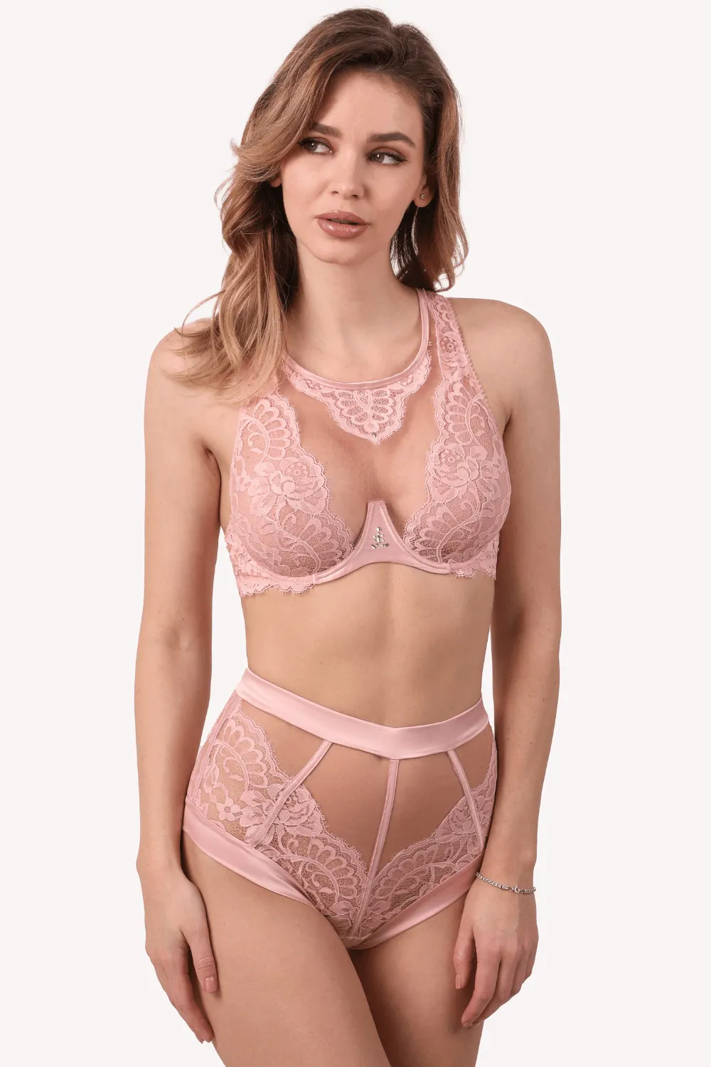 Marlene Fantasy Bra with Swarovski Crystals in Pink