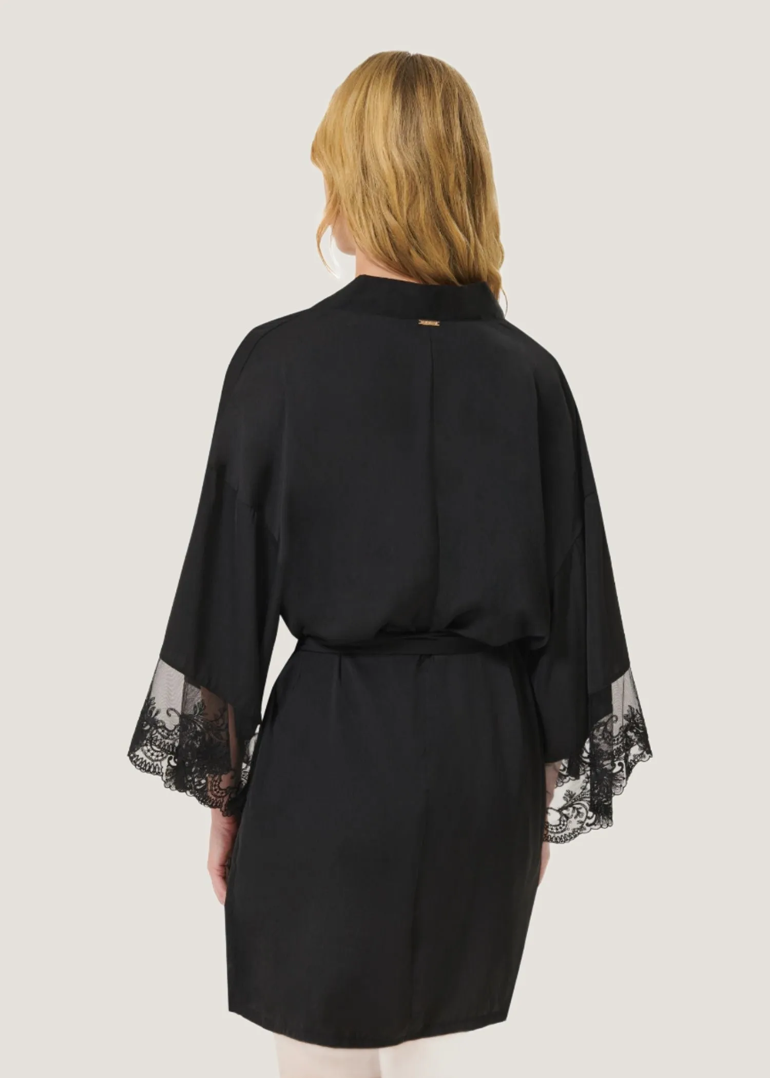 Marseille Luxury Satin Kimono (Black)