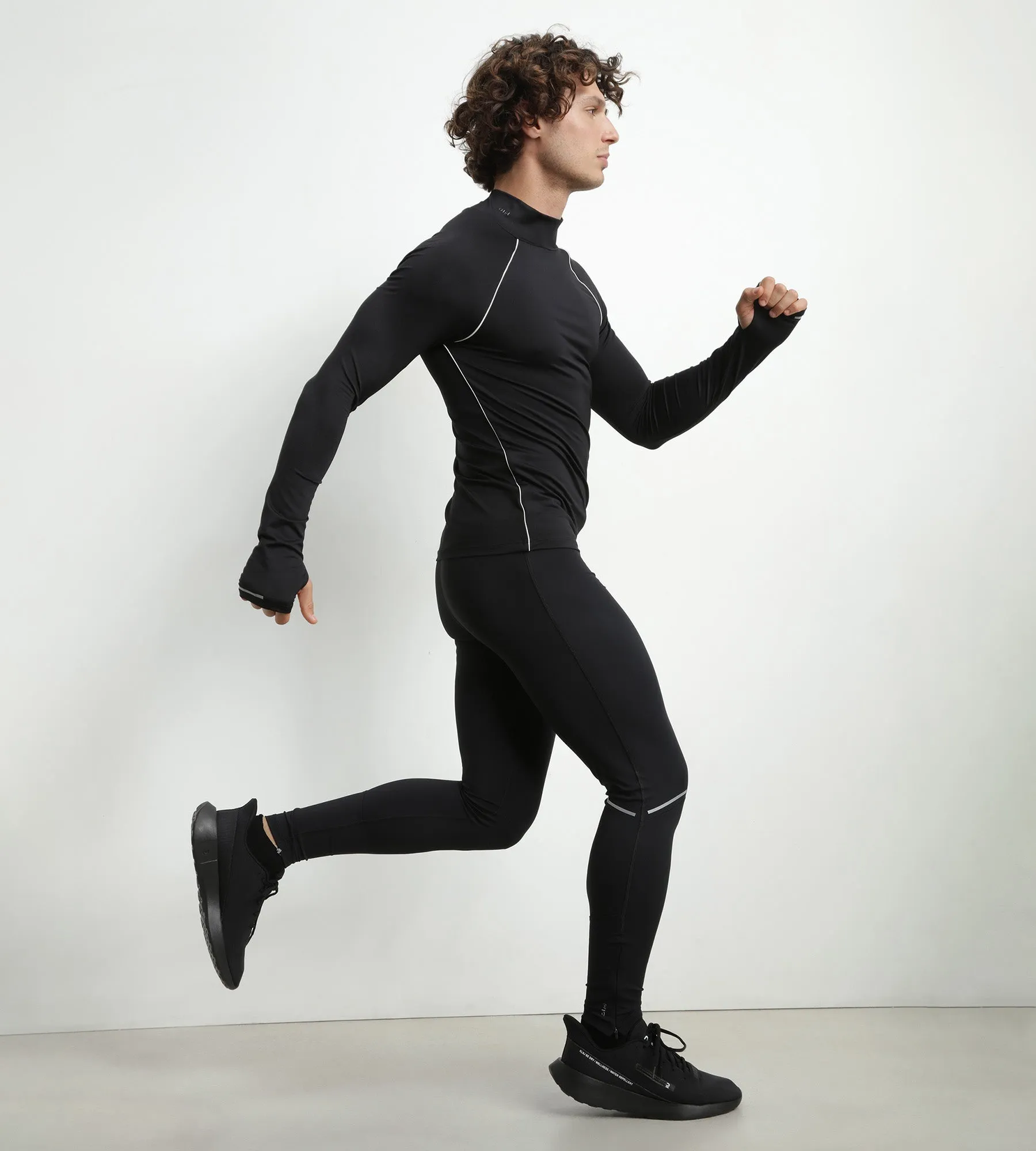 Men's adjustable microfiber sports leggings Black Dim Move
