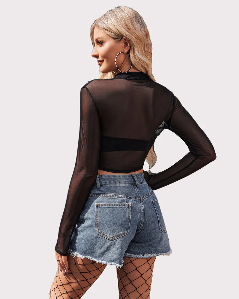 Mesh Y2K Crop Top