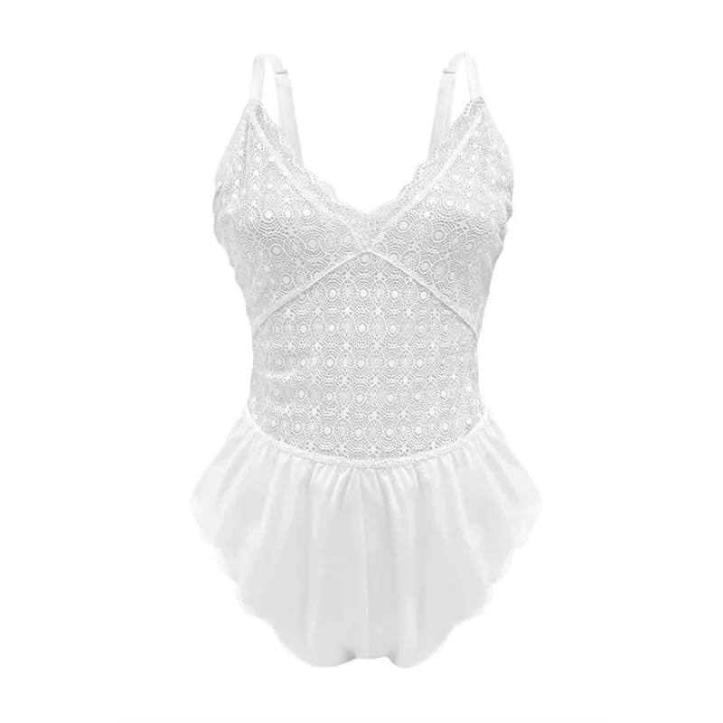 Neely Lace Romper Powder White Medium