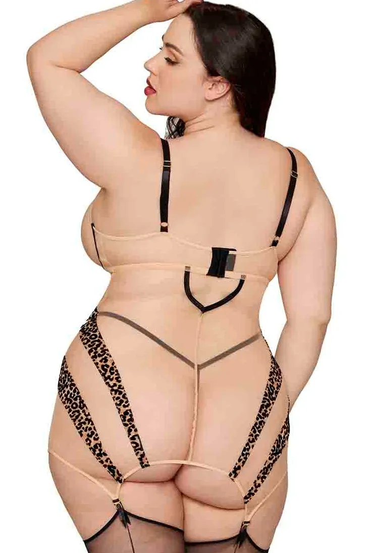 Nude Leopard Garter Chemise