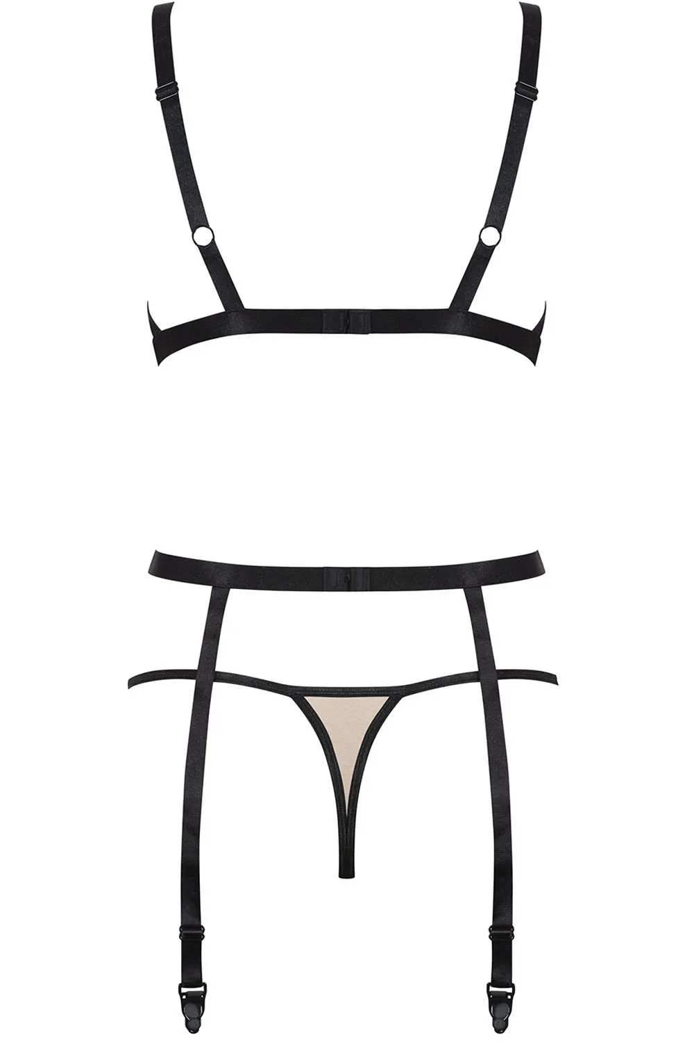 Nudelia Bra. Thong & Garter Belt. Size L-XL (UK 12-14)