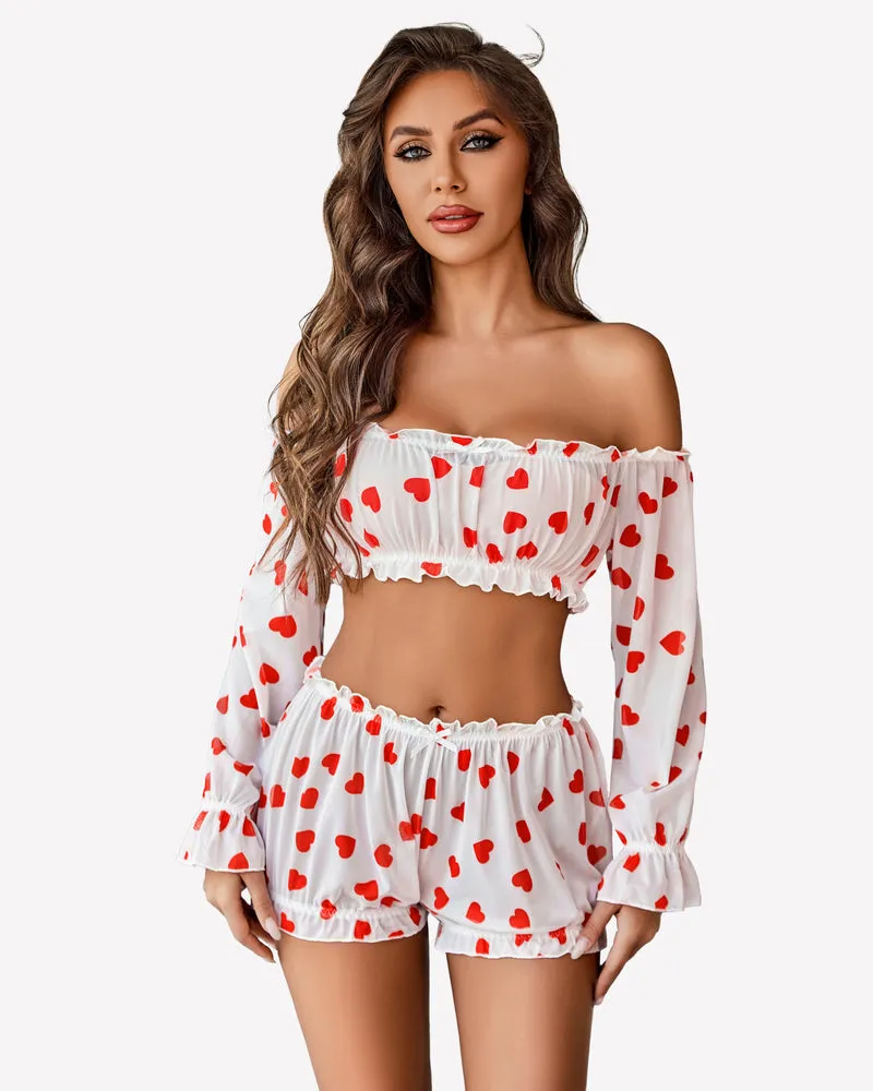Off Shoulder Ruffle Bra and Panty Set
