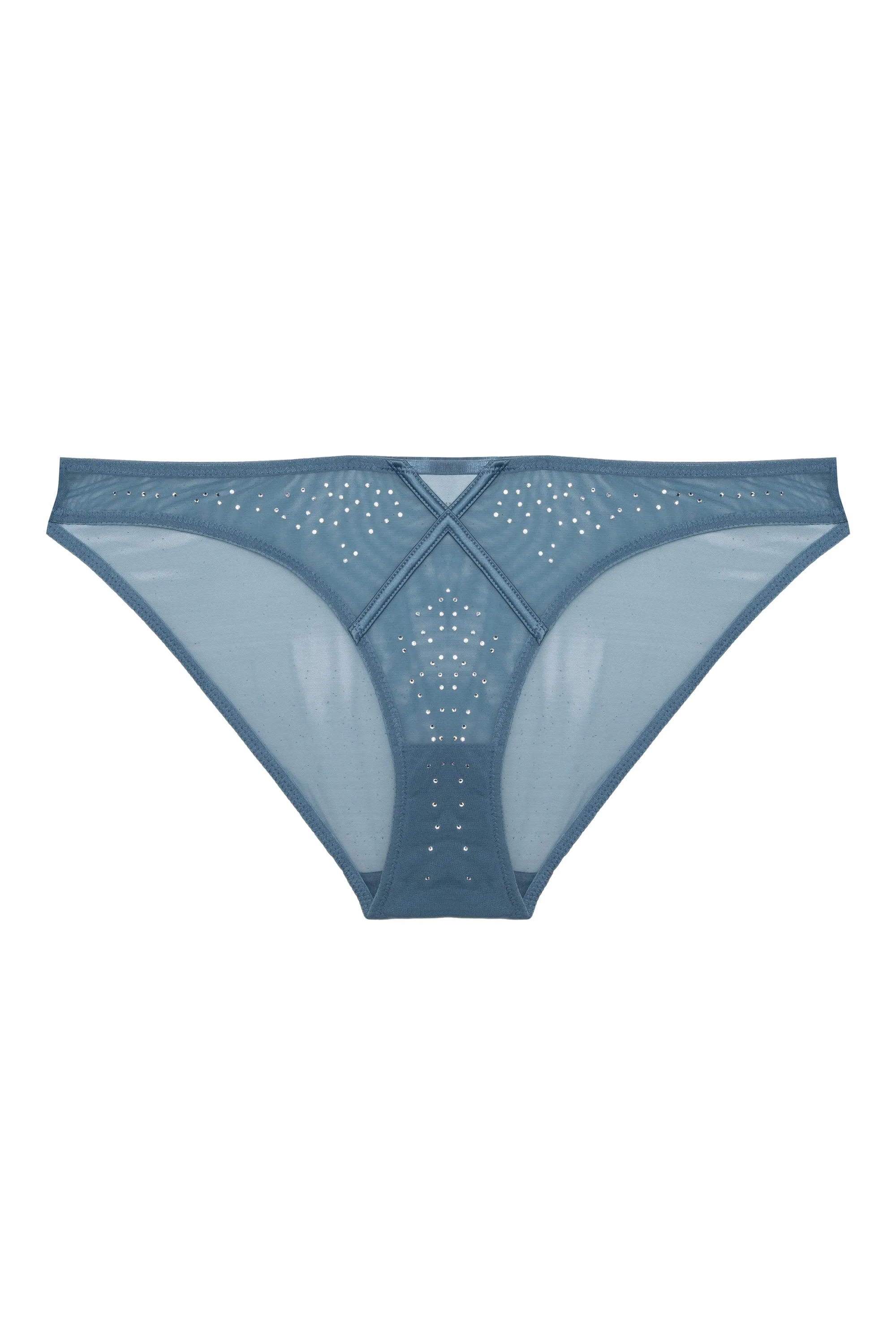 Olympia Storm Grey Diamante Detail High Leg Brief