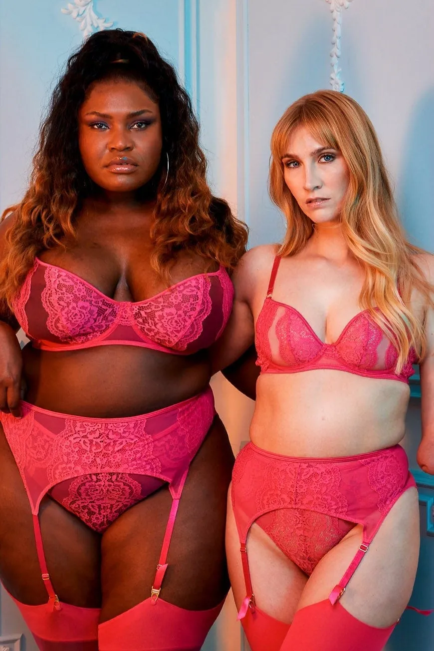 Ophelia Pink Cut Out Lace Suspender