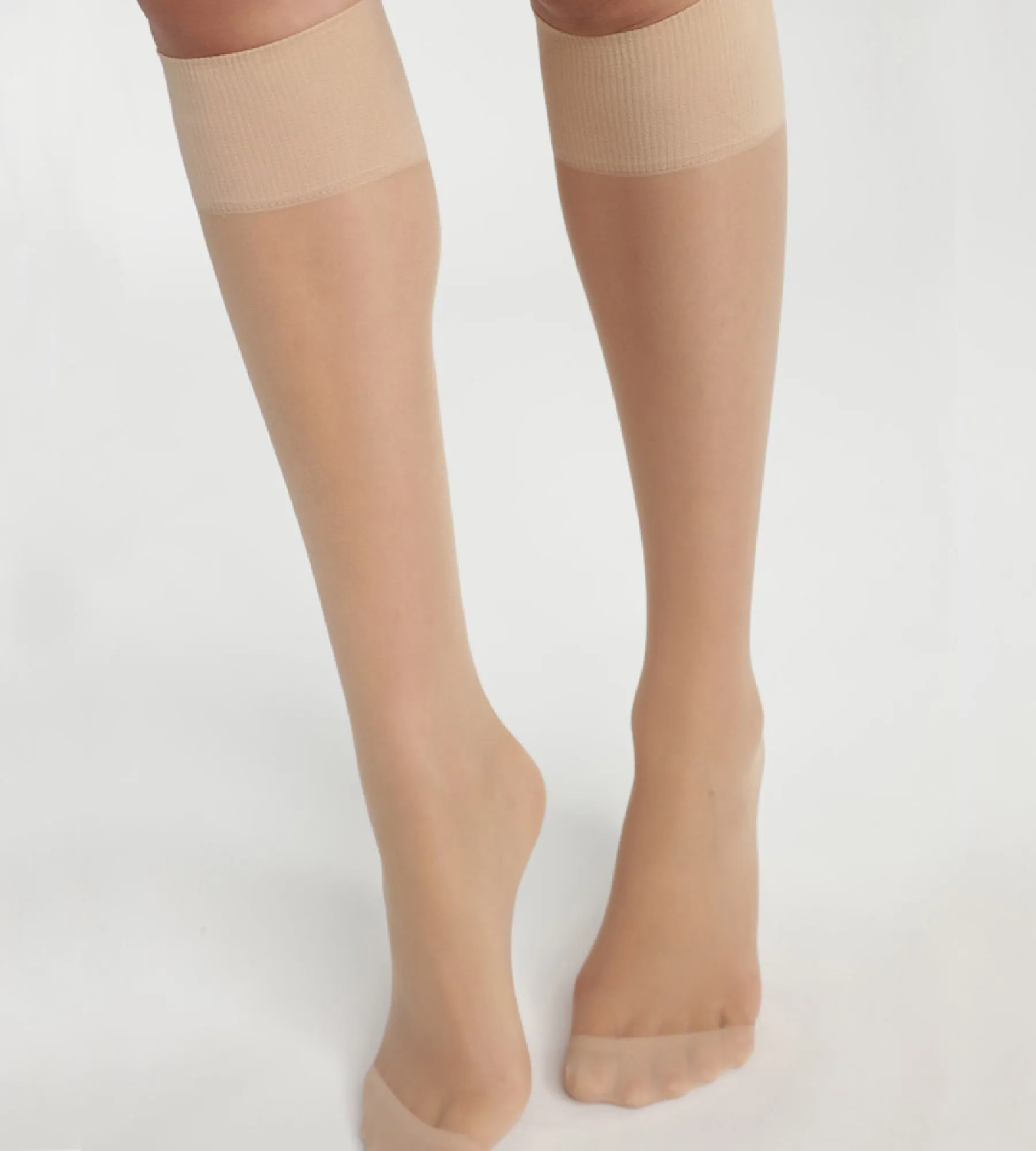 Pack of 2 Beige Ultra Resist knee-high socks made of reinforced Lycra