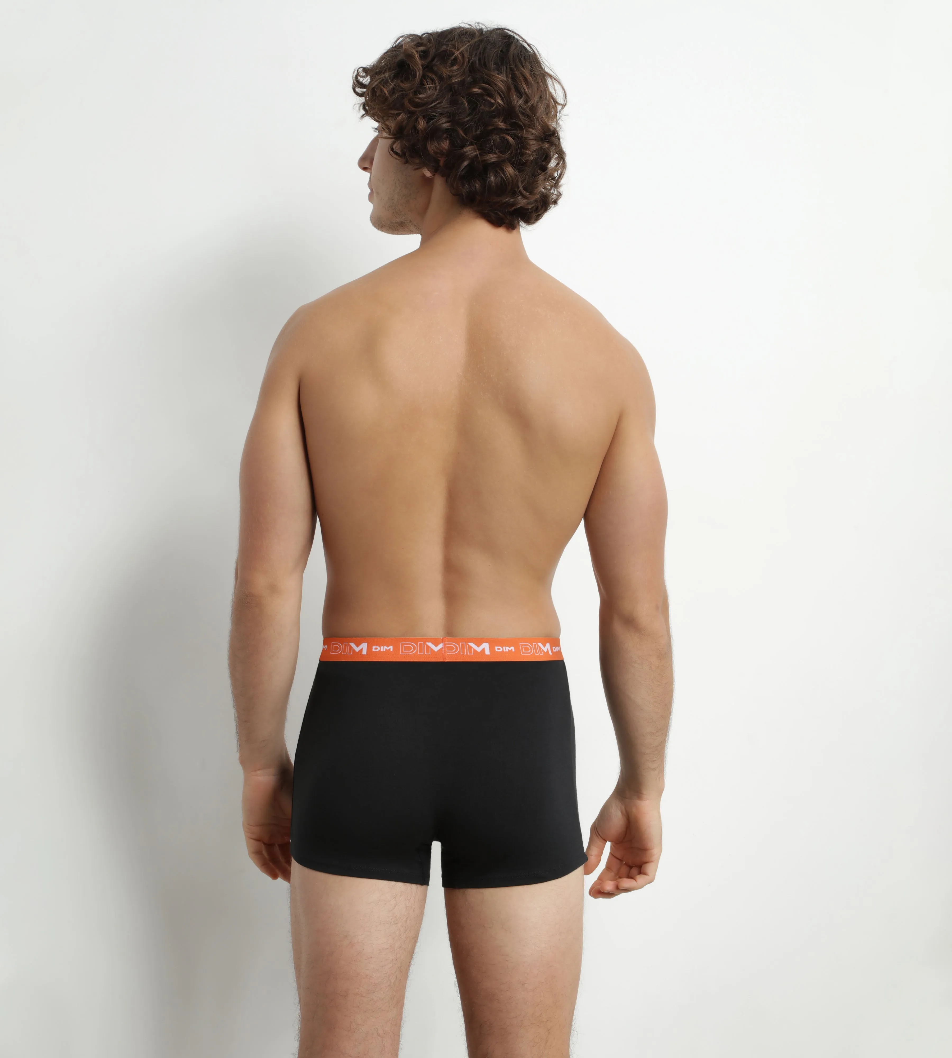 Pack of 2 Men's Black Boxers with Blue and Orange Dim Cotton Stretch Waistband