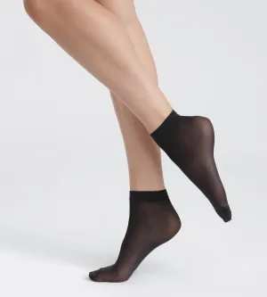 Pack of 2 pairs of Black semi-opaque recycled yarn socks Dim Good