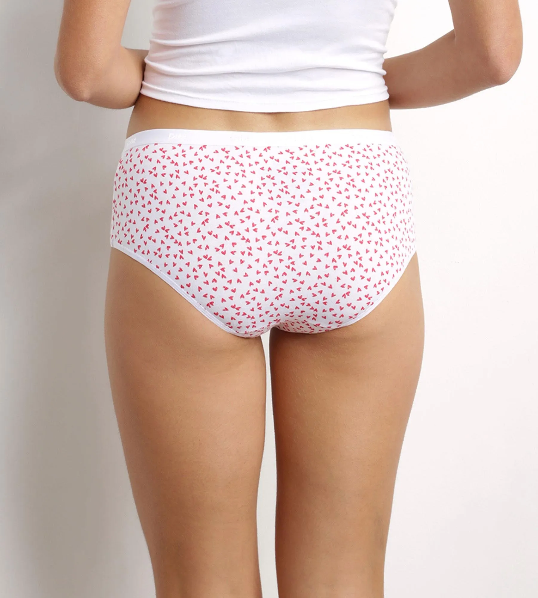 Pack of 5 women's stretch cotton shorties with heart pattern Les Pockets