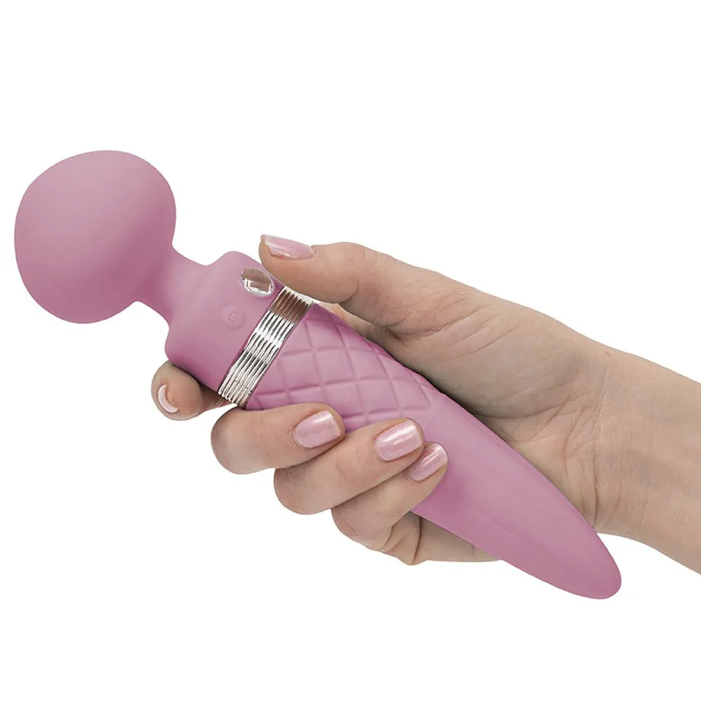 Pillow Talk Sultry Double Ended Rotating Shaft Vibrator Clitoral Stimulator Pink