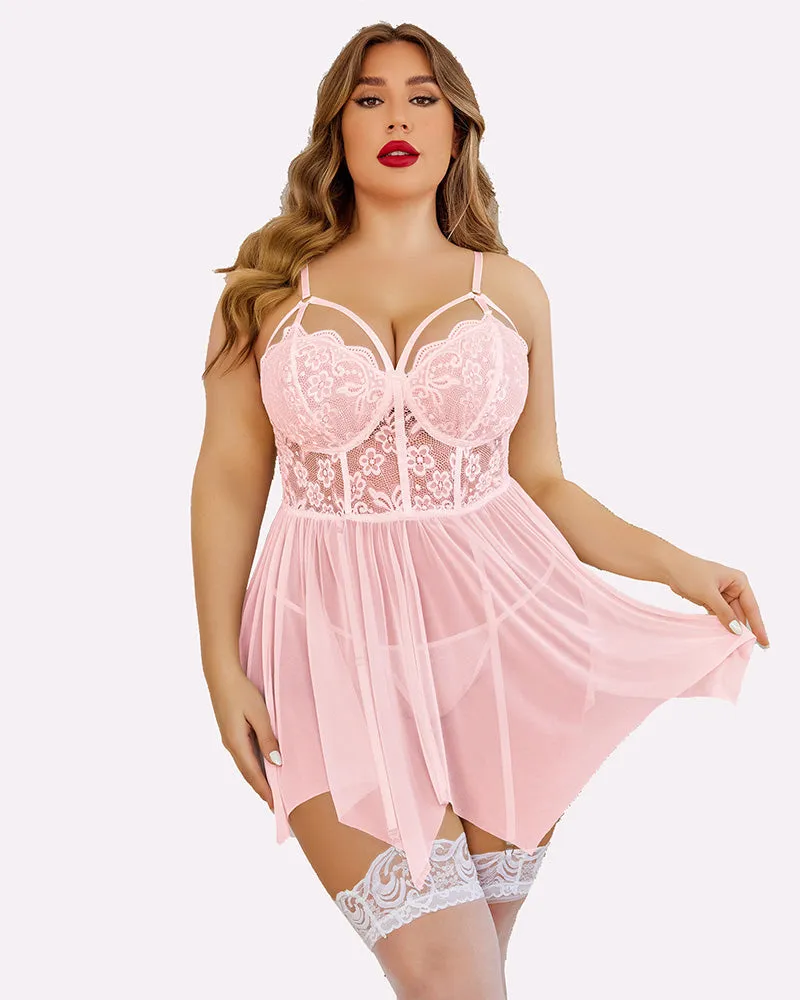 Plus Size Mesh Babydolls