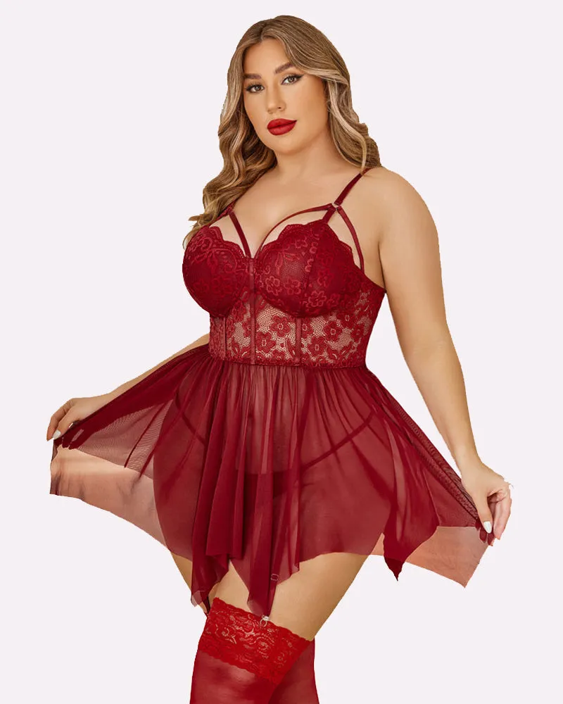 Plus Size Mesh Babydolls
