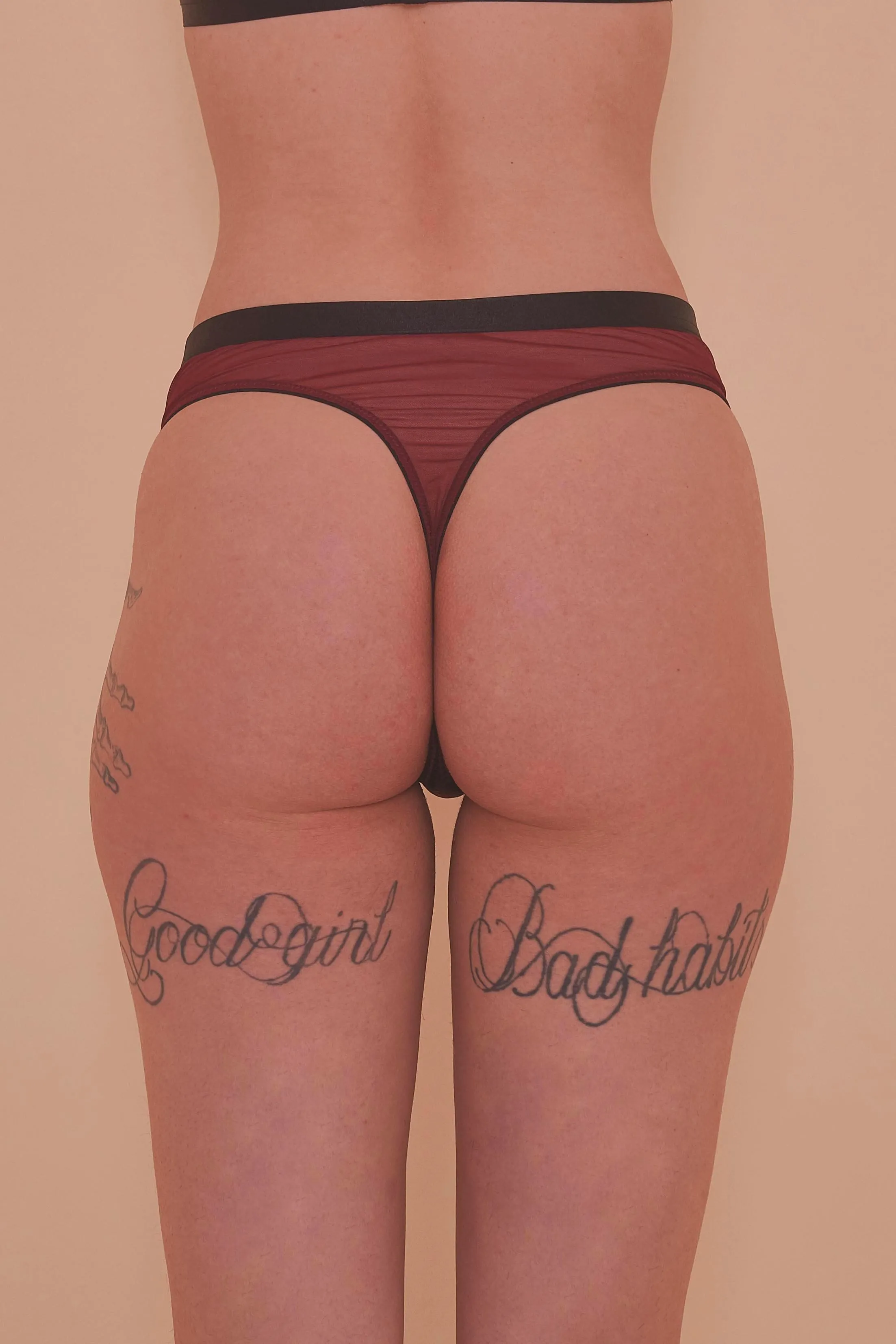 Regalia Hallie Wine & Black Lace Thong