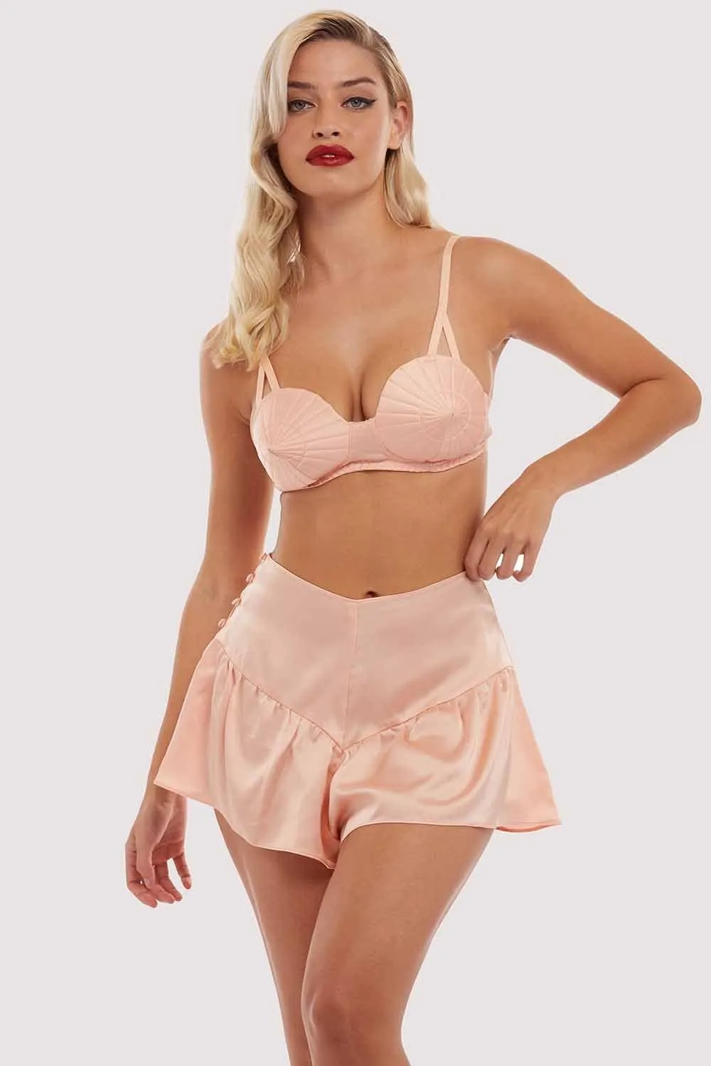 Retro Futuristic Bullet Bra Peach