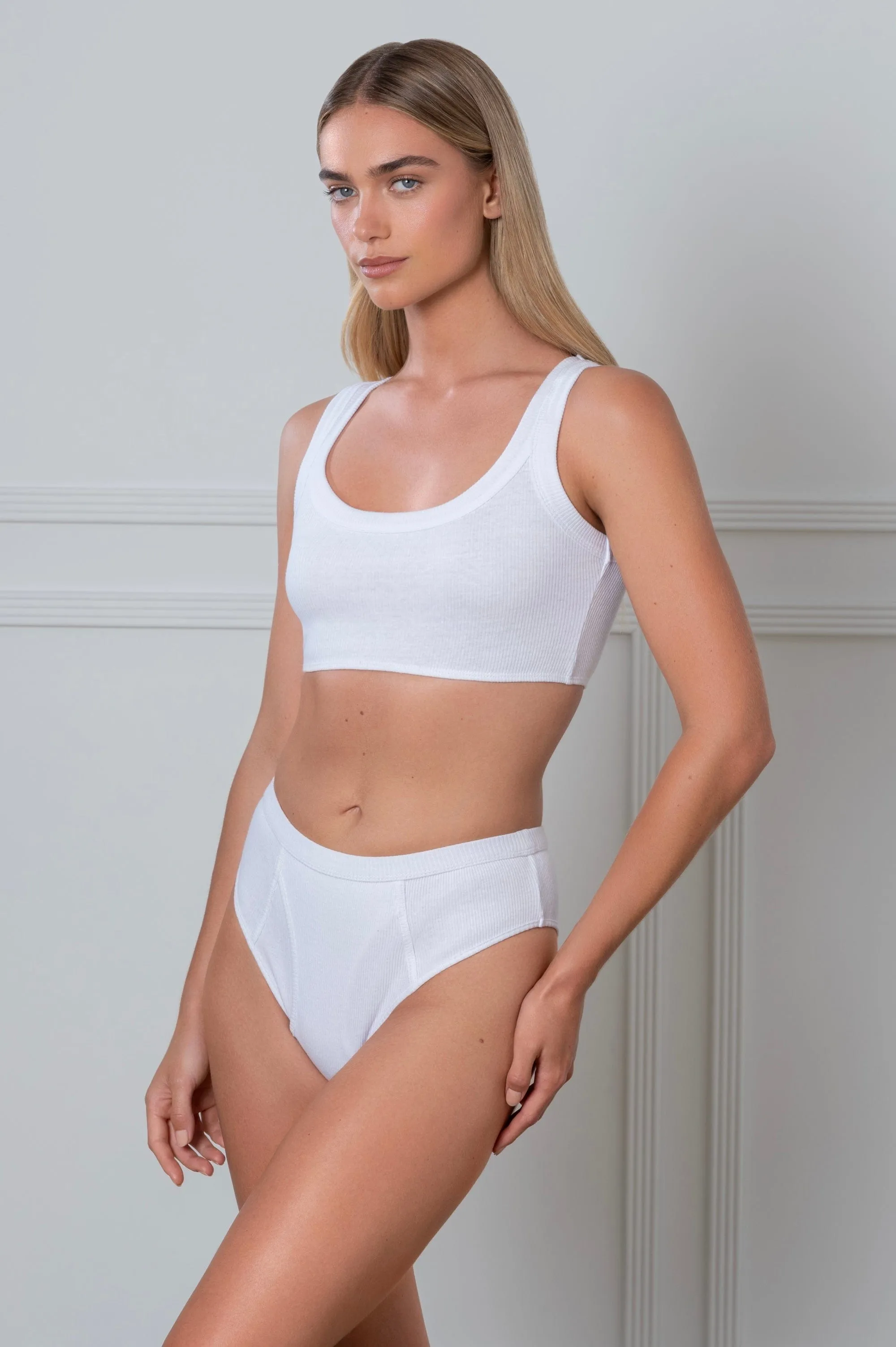 Rib Boyfriend Briefs White