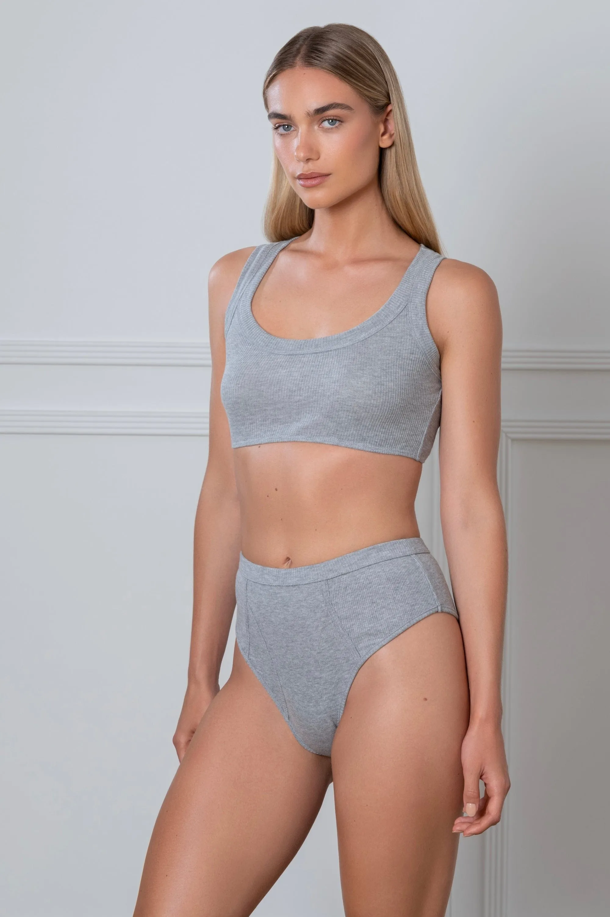 Rib Crop Grey