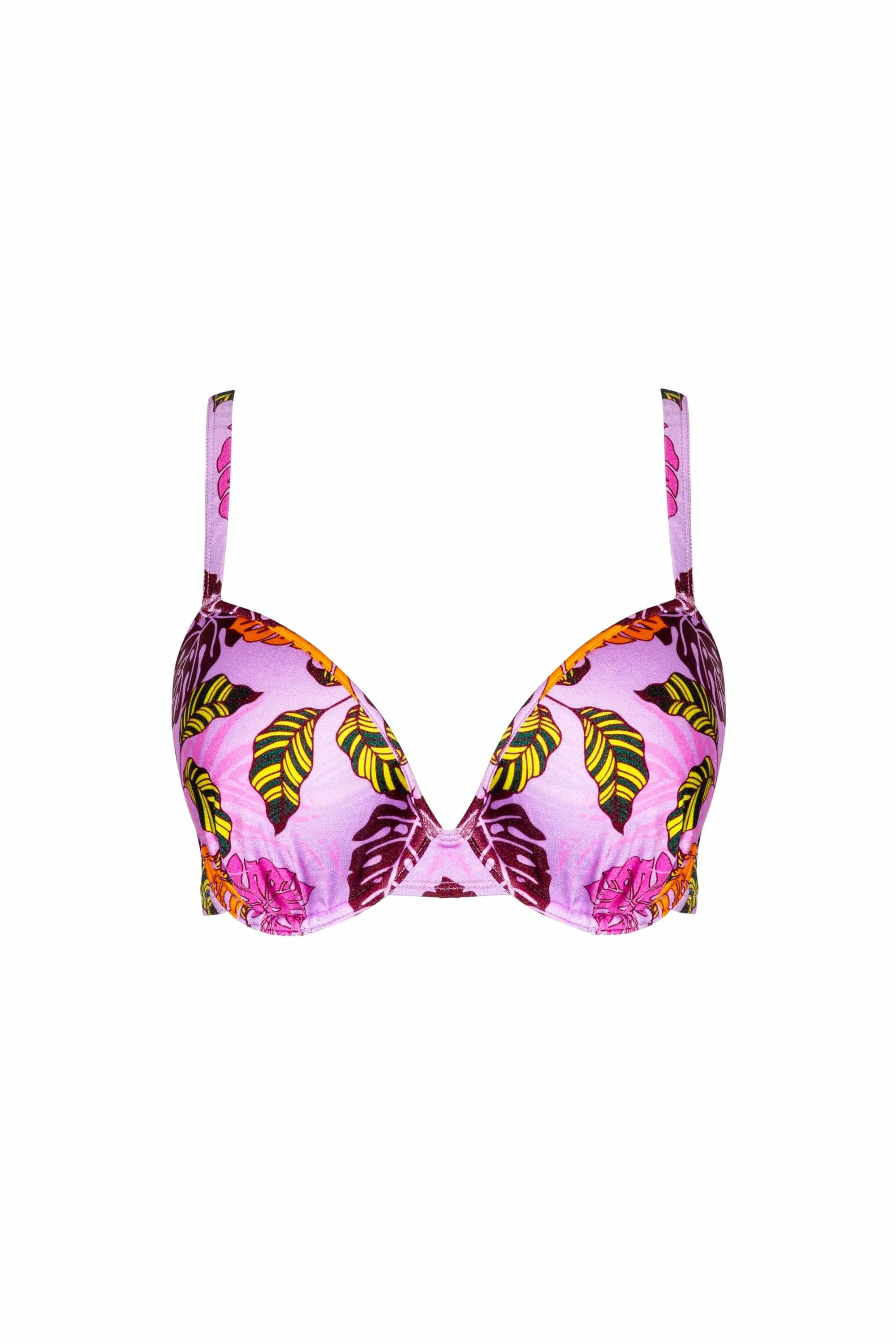Riley Fuller Bust Mix & Match Pink Palm Print Plunge Bikini Top