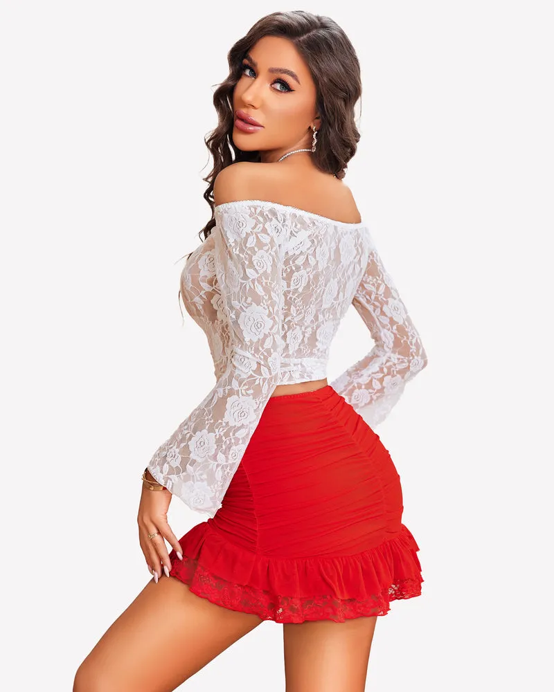 Ruched Bodycon Double Layer Mini Skirt