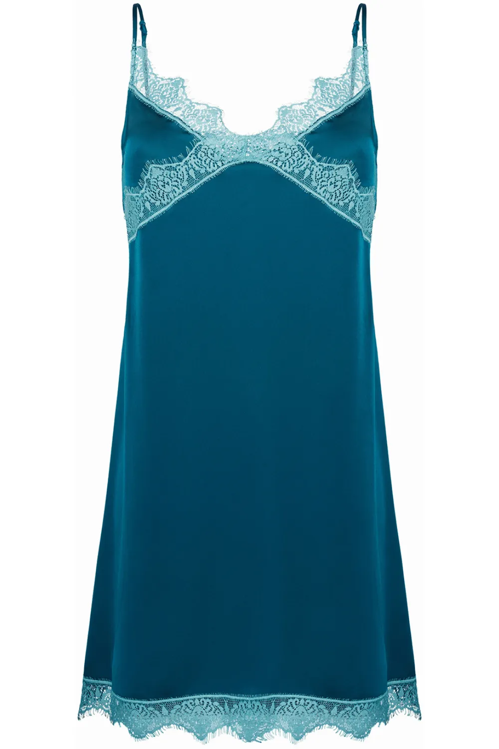 Satin Secrets Nightdress Cyan Blue. Size 2 (UK 10-12)