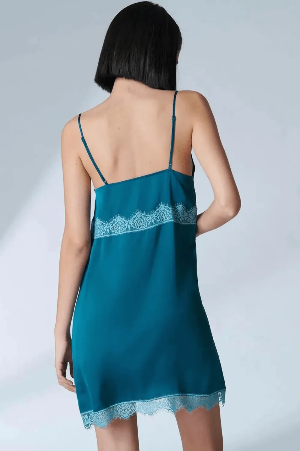 Satin Secrets Nightdress Cyan Blue. Size 2 (UK 10-12)
